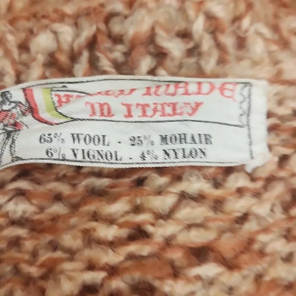 Vintage Handmade Wool Mohair Blend Sweater Pumpkin Spice Color,  M - Picture 8 of 8